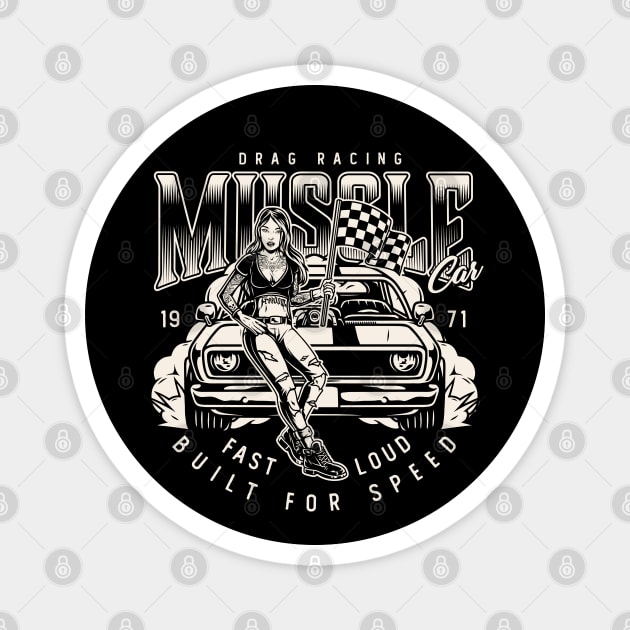 Drag Race Muscle Car Magnet by Timeless Chaos